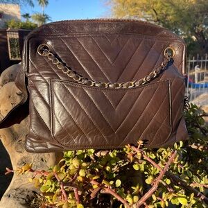 Brown Quilted Leather Handbag